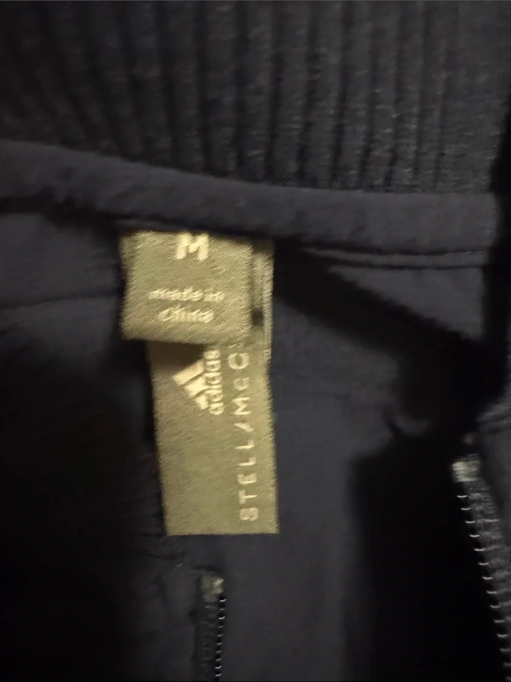 Adidas by Stella McCartney Navy Blue Bomber Jacket with Gray Cuffs